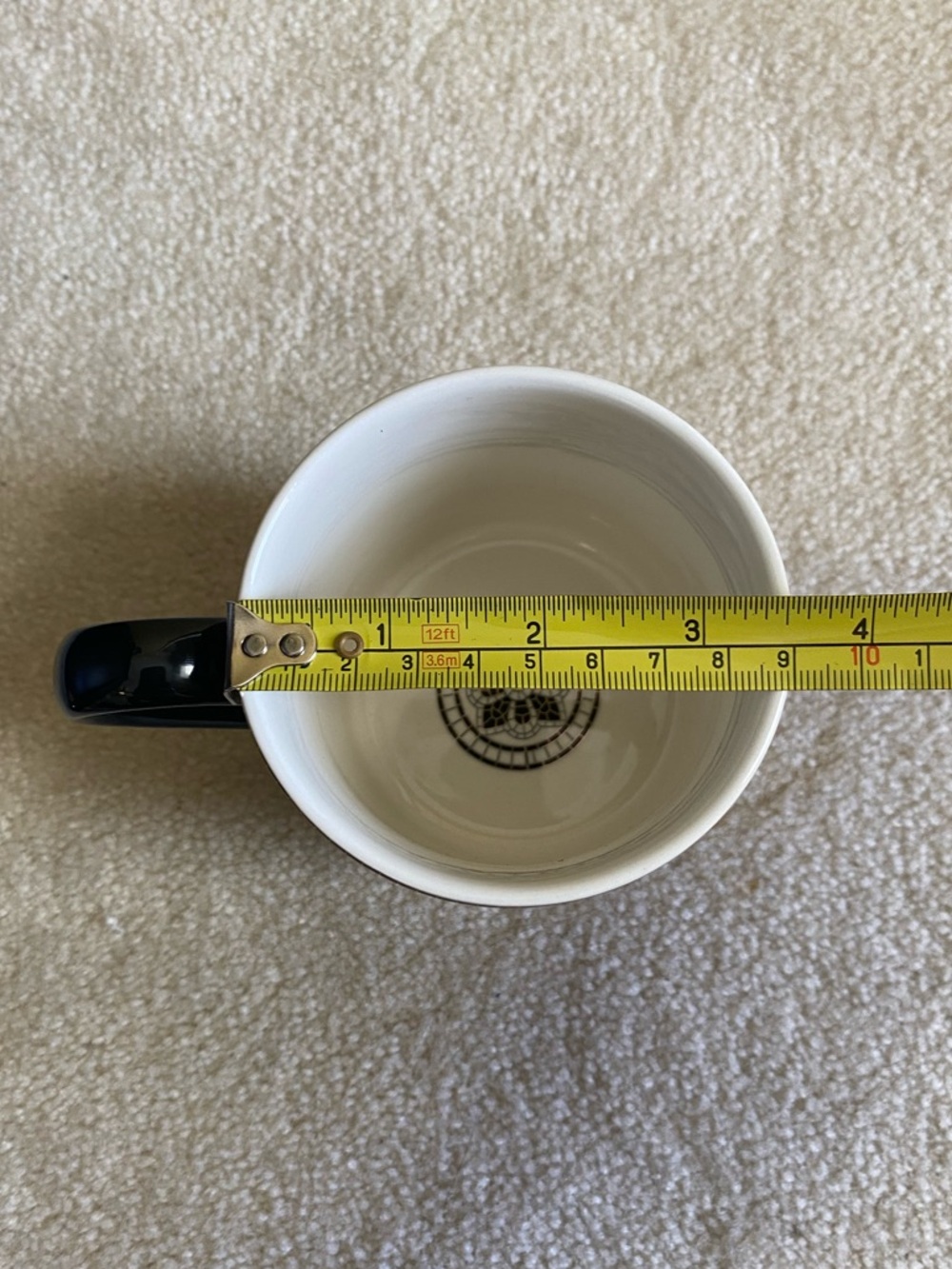 Anthropologie Bistro Tile Mug Initial Letter T Mosiac Coffee Black White Gold - Picture 7 of 8
